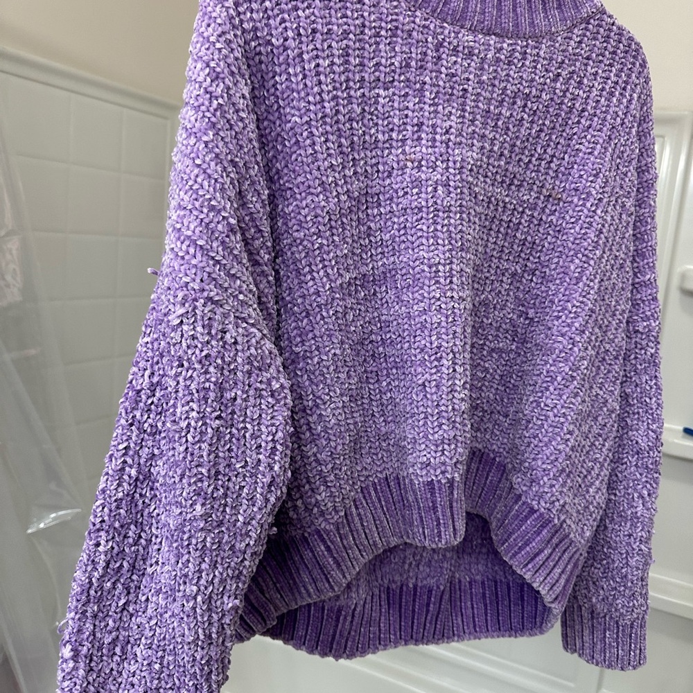 Skies Are Blue Lavender Cowl Neck Sweater